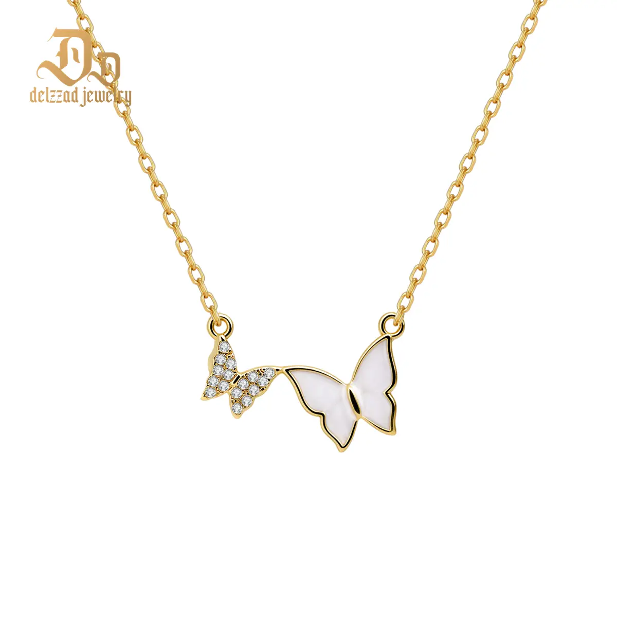 【exclusive in livestream】Delzzad Twin Butterfly Necklace Jewelry Eternal Flight Duo Necklace Titanium Steel Chain Perfect Birthday Wedding Engagement Anniversary Valentine's Day Christmas Gift