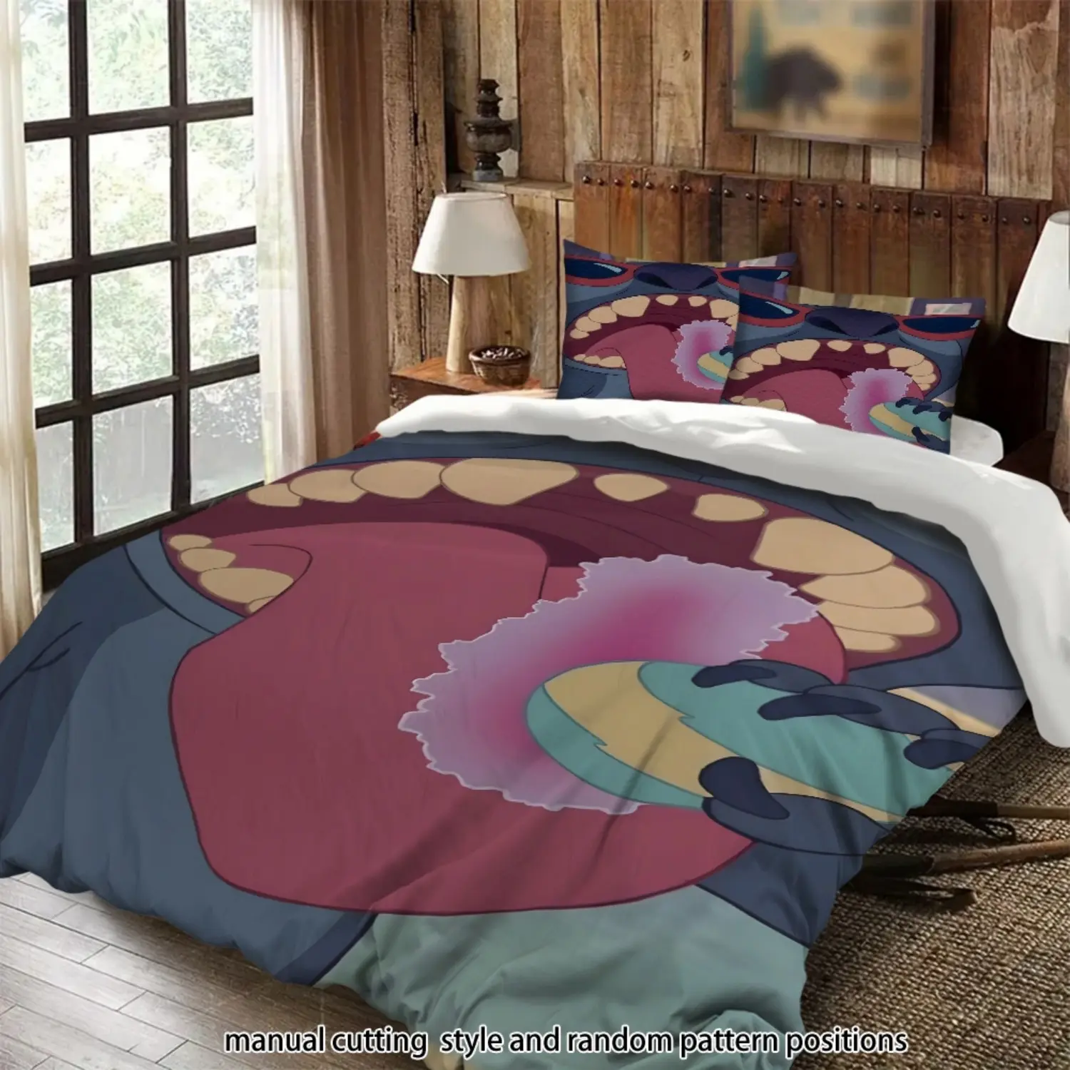 Lilo & Stitch Eating Macarons 3-Piece Duvet Set, a bedding set suitable as a gift.