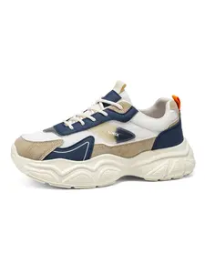 Men's Retro Olive and Colorblock Low Top Sneakers, Sporty Thick Sole Casual Shoes, All Seasons Footwear