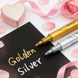 2 Pack & Silver Color Markers Set, Metal Sign Pen, Art Pen Ideal for Valentine's Day Cards and Holiday Decorations