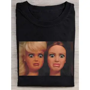 Funny Reaction Face Doll Graphic Print T Shirt Unisex Top Streetwear Casual Crewneck Tee Soft Cotton Daily Wear Gift For Friends