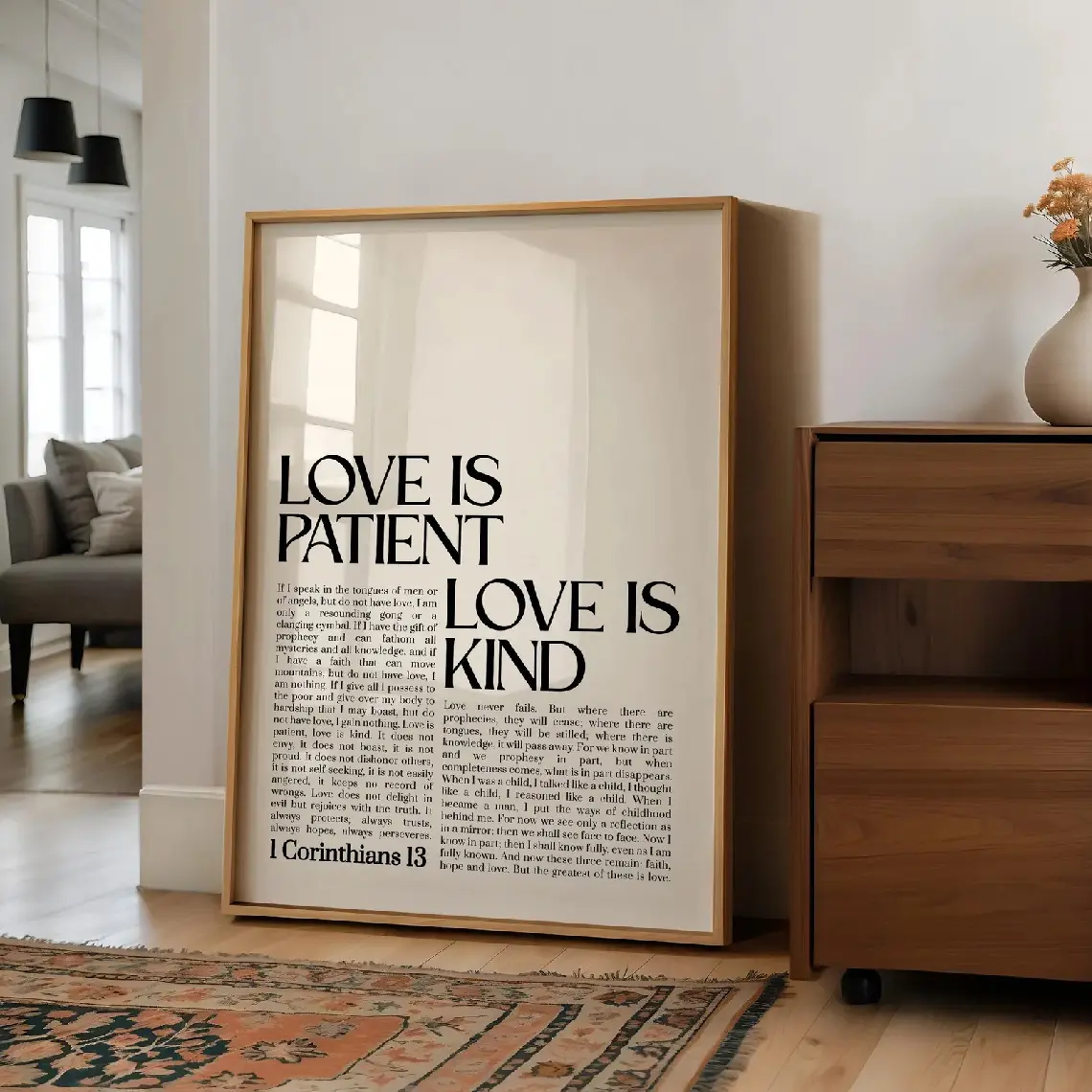 Retro Faith Art Christian Bible Canvas Print - 1 Corinthians 13 Scripture Artistic Wall Decoration, Unframed Home Decor for Living Rooms, Bedrooms wall decor posters