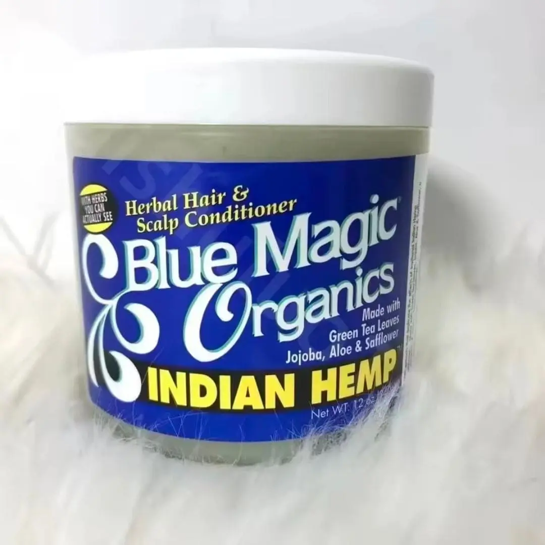 Blue Magic Indian Hemp Herbal Hair & Scalp Conditioner, 12 oz, Moisturizing Hair Pomade for Dry Hair & Scalp