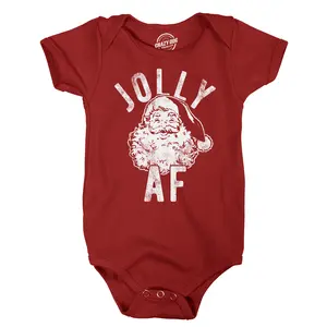 Jolly AF Baby Bodysuit Funny Sarcastic Santa Claus Graphic Novelty Jumper For Infants Funny Baby Onesies Christmas Clothes for Baby Novelty Onesie Red -