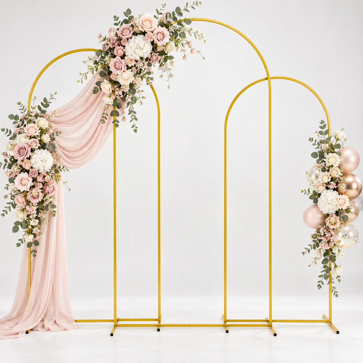 Iron Moon Gate Arch Backdrop Stand,5FT 6FT 6.6FT 7.2FT Single Double Triple Set,Gold Wedding Frame With Butterfly Screw Compact Storage For Ceremony,Baby Shower,Graduation,Halloween,Christmas Party Decor