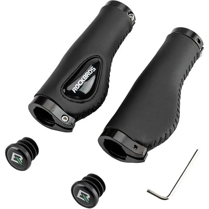ROCKBROS Bike Handlebar Grips - Ergonomic Design, Soft Gel, Dual Lock-On - for Mountain MTB MBX Bikes, Electric Scooters