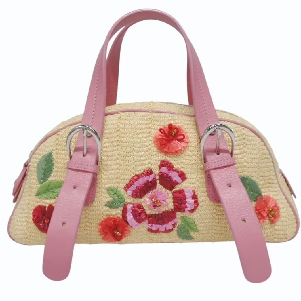 Pre-owned Dior Raffia Shoulder Bags Embroidered Limited Edition Shoulder Bag