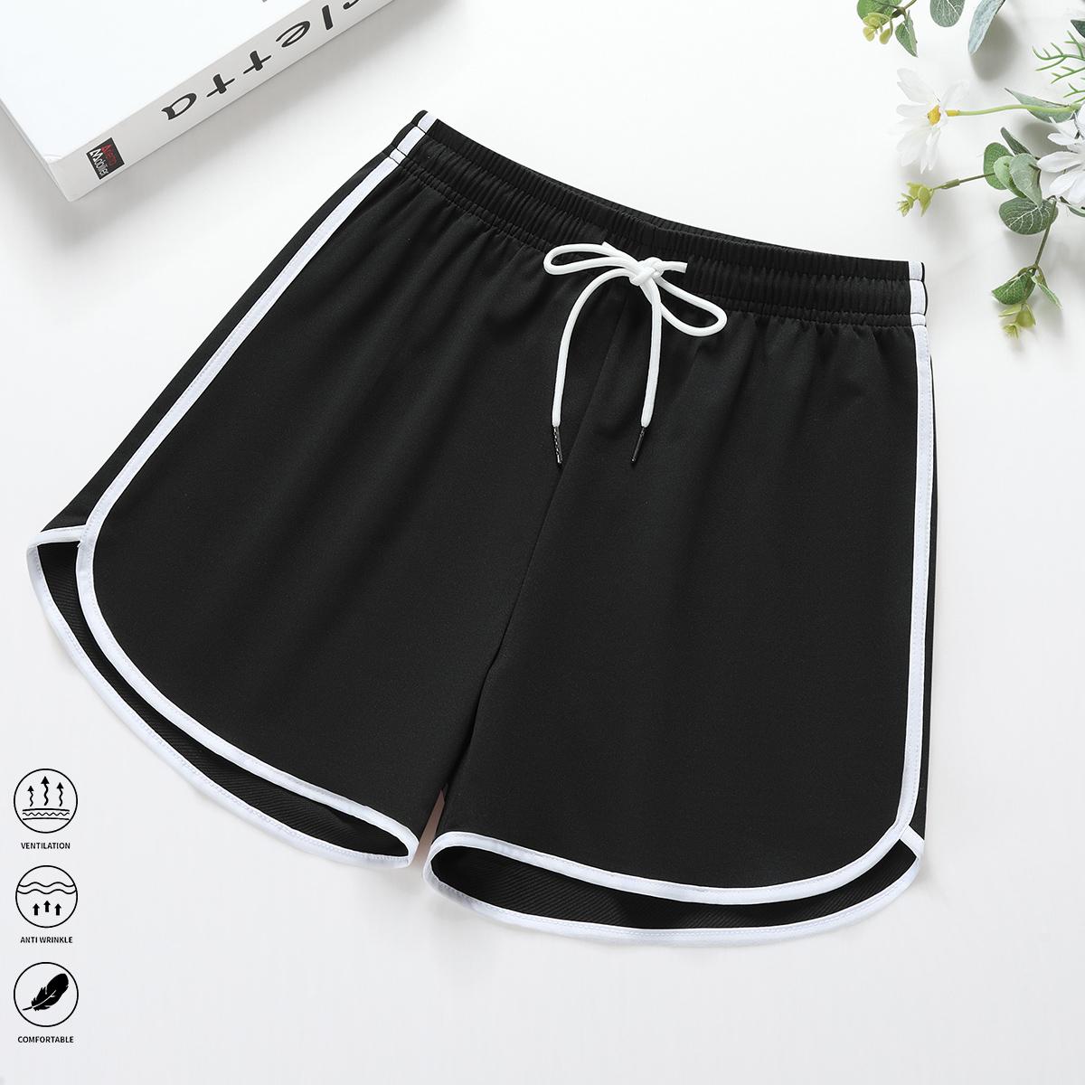 Women’s casual shorts, athletic shorts, lounge shorts, solid color, drawstring elastic waistband, suitable for casual wear and outdoor sports/yoga, women’s shorts, summer clothing