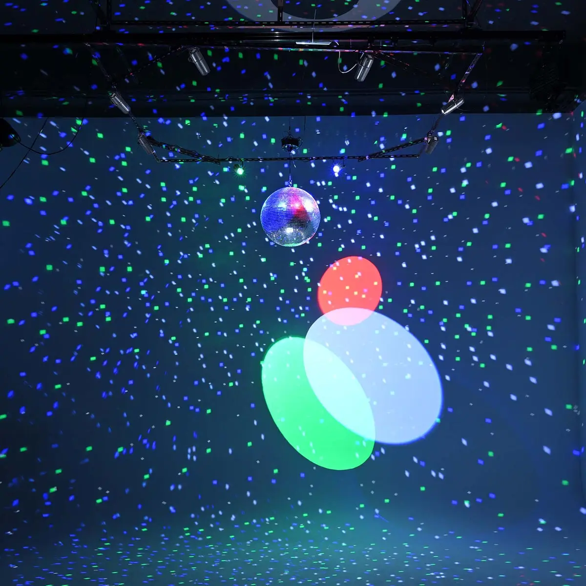 Yescom Complete 10-Piece Disco Ball Party Kit: 16" Mirror Ball with Rotating Motor & 8 Independent RGBW Spotlights for Stage, Wedding Venue & DJ Events