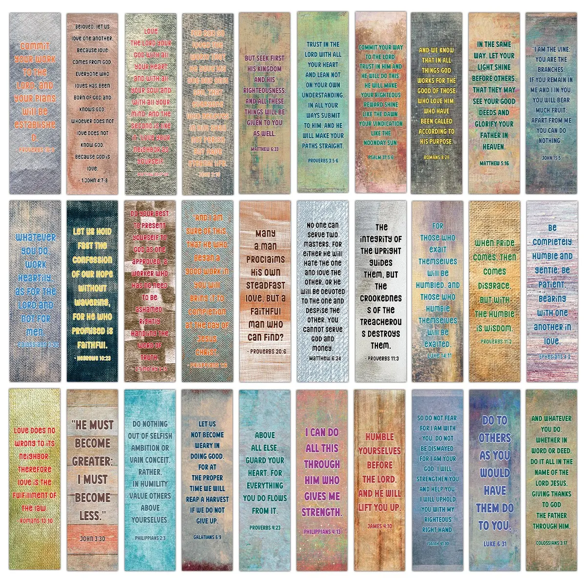 30 Bible Verse Bookmarks, Inspirational Quotes Reading Markers, Book Accessories, Psalms, Proverbs, Gospels, Ideal for Bible Study, Church Gifts, Reading Lovers