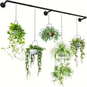 Wall-mounted Hanger, 73.5-inch Industrial Pipe Hanger, Space-saving Clothes Rack, Multi-purpose Hanger for Bedroom, Laundry Room, 3 Bases 1pc Plant Hanger Indoor Plant Hanging Plant Rack Black Metal Pole, Commercial Food StorageMerchandising Racks
