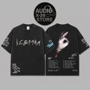 'Iceman' Album Graphic - Drake Premium Acid Washed Cotton T-Shirt, Team Drizzy Graphic Tee, Iceman Album Merch Streetwear Graphic Shirt, Gift for Drake Hip-hop Fans