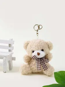 Cute Plush Bear Keychain Pendant Jewelry, Fashionable Multifunctional Grid Bow Tie Teddy Bear Toy, Personalized Creative Bag Charm, Fuzzy Keychain, Keychain For Bags, Cute Soft Keychains, Cute Keychain Accessory, Keychain Kawaii