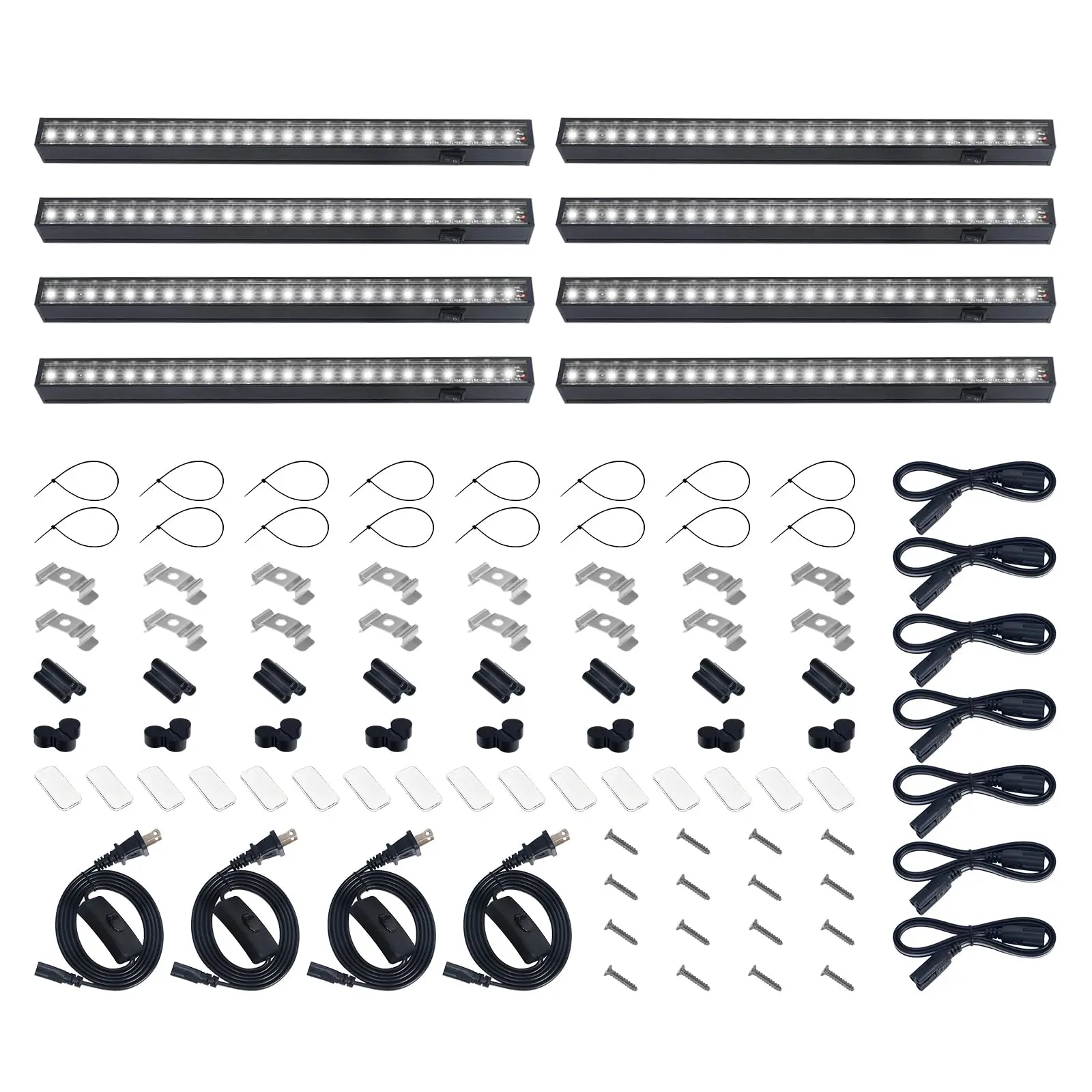 Barrina Plant Grow Lights, 1FT, Full Spectrum, Black Cover, 3 Mounting Modes, Magnetic Installation, Linkable, 5000K, 8 Packs