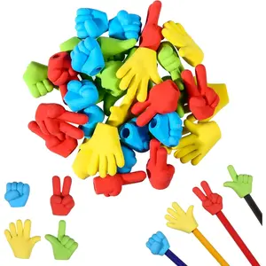36 Pcs Pencil Top Erasers Fun Eraser Toppers for Kids Bulk Cute Rock Paper Scissors Eraser Caps 4 Colors