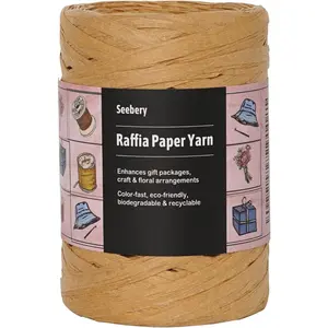 Ribbon Yarn for Crafts - Grass Twine for Gift Wrapping, DIY Decoration, Blinds & More | Matte String Paper Rope - 1/4'' Wide, 109 Yards, Brown