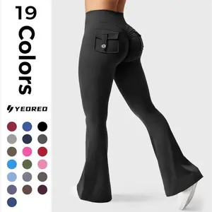 Women's Flared Leggings with Pockets Women's Fitness Leggings Butt Lifting Fitness Yoga Leggings exercise pants activewear outdoor athletic