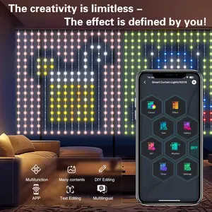 Whatook Smart  Curtain Lights, 5.24ft*5.24ft 256 Lights with App Remote Control,  LED Curtain String Lights for Bedroom Wall Outdoor Decor