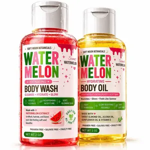 Watermelon Body Wash & Body Oil Set  Hydrating Glow Skin Routine | Smell Like Summer All Day | Soft Smooth Radiant Skin | Travel Size Self Care Gift for Women