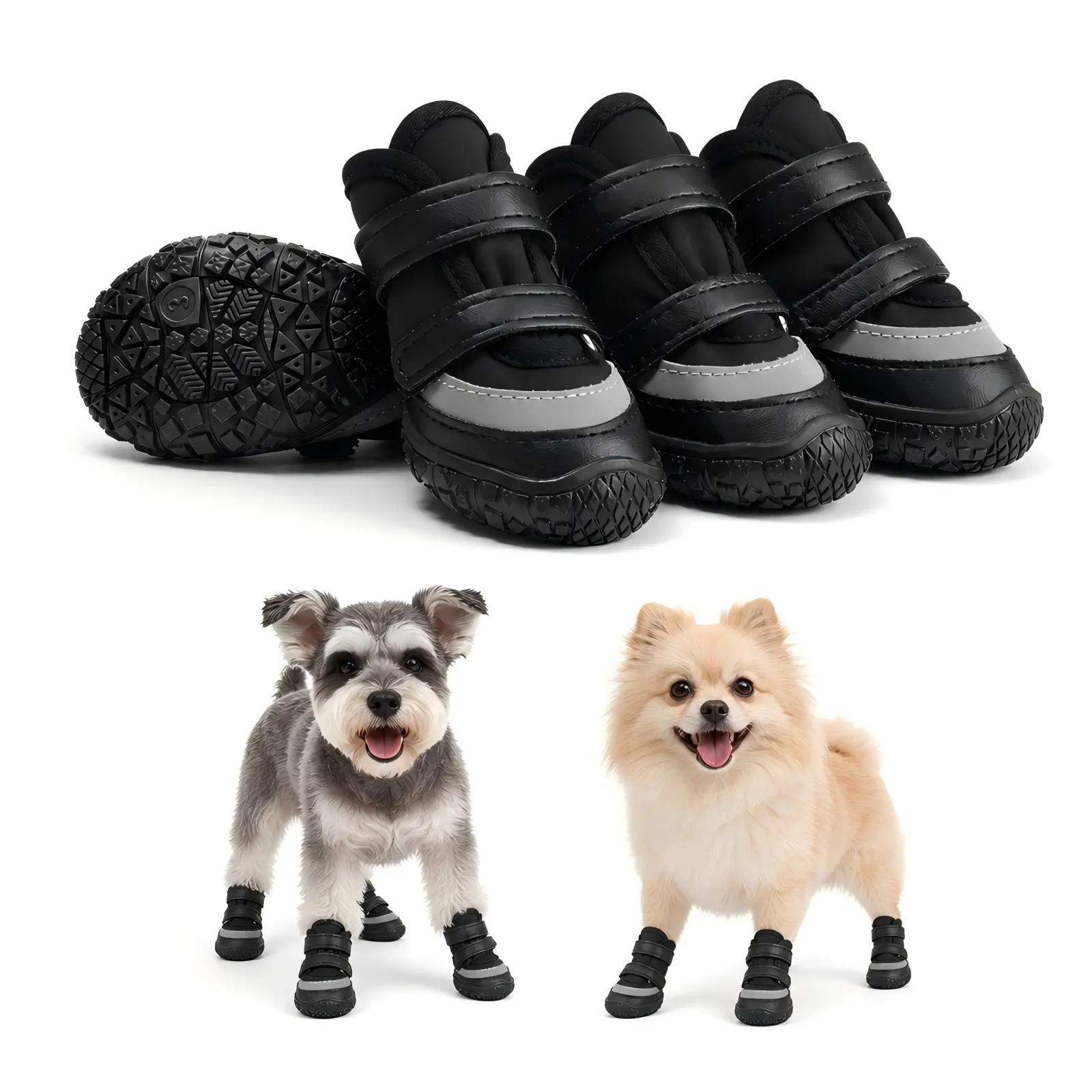 RYNVALE STUDIO Dog Shoes for Small Dogs, Breathable Hot Pavement Dog Boots with Adjustable Strap, Non-Slip & Reflective, Easy-Clean Outdoor Dog Booties for Summer