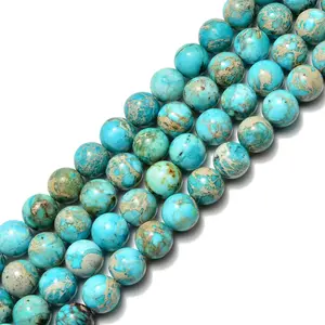Light Blue Sea Sediment Jasper Smooth Round Beads 4mm 6mm 8mm 10mm 12mm 15.5"Str