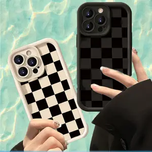 Phone Case - Vintage Retro Checkered Pattern Design Shock-Resistant And Anti-Fouling Soft Phone Case Compatible with Various for iphone Models Including 17 Pro Max 16 16e 15 14 Plus 13 12 Mini 11 Air