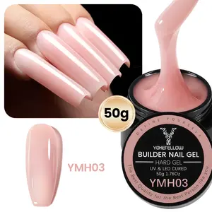 YOKEFELLOW Builder Nail Gel YMH03 50g 1.76oz Jelly Peach Pink HEMA-free TPO-free Self Leveling Hard Gel Nail Extension Gel Polish UV LED Lamp Cured for Healthy Nails Manicure Friendly for Beginners