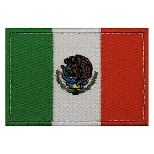 Mexico Flag Embroidered Patch [3.0 x 2.0 - Hook Fastener Backing - MF7]