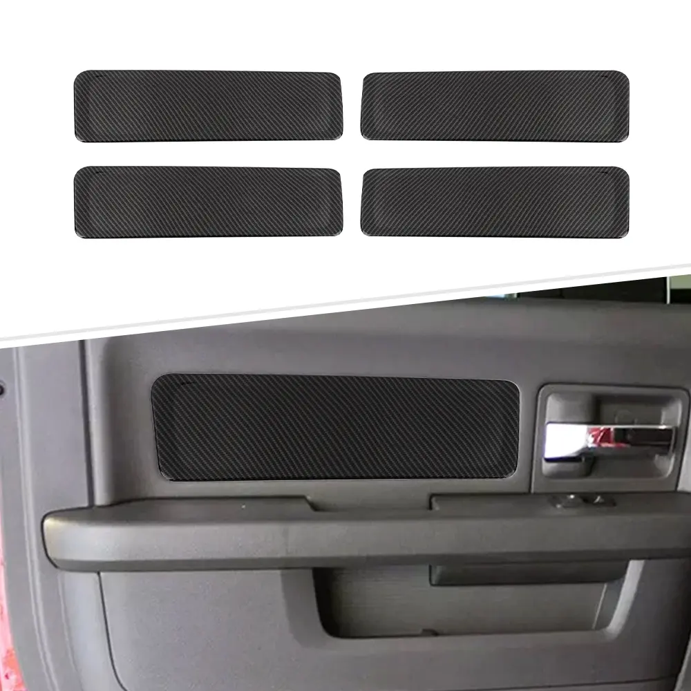4-Piece ABS Inner Door Panel Trim Cover Adhesive Sticker Kit for 2010-2012 Dodge Ram, Fade Resistant Automotive Decoration, Car Decorations Interior Decal for Cars
