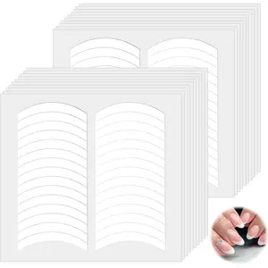 Nail Strips Nail Stickers, 1200 Pcs 40 Sheets French Manicure Nail Stickers Strips Self Adhesive Nail Sticker Tips White Half Moon Shaped Nail Guides Strips Decals for Decoration DIY Tools