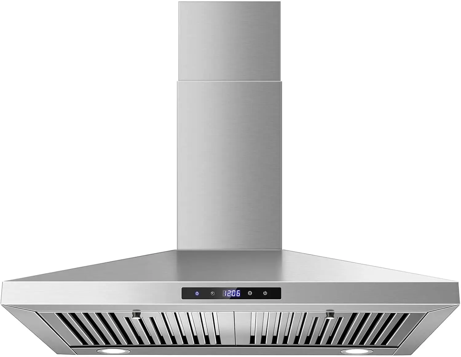 30In Wall Mount Range Hood, Brushed Stainless Steel Kitchen Vent Hood, 450 CFM, Convertible Ducted/Ductless, 3-Speed Fan, LED Light Durable Kitchen Appliance