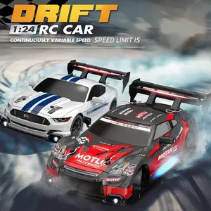 1:24 4WD RC Car 30KM/H, Dual Motor Powerful Drive, 2.4G Anti-Interference Remote, Swappable Drift & Racing Tires, Cool LED Light Fast Drift Stunt Car Racer, Perfect Birthday Holiday Toy Gift for Kids & Adults