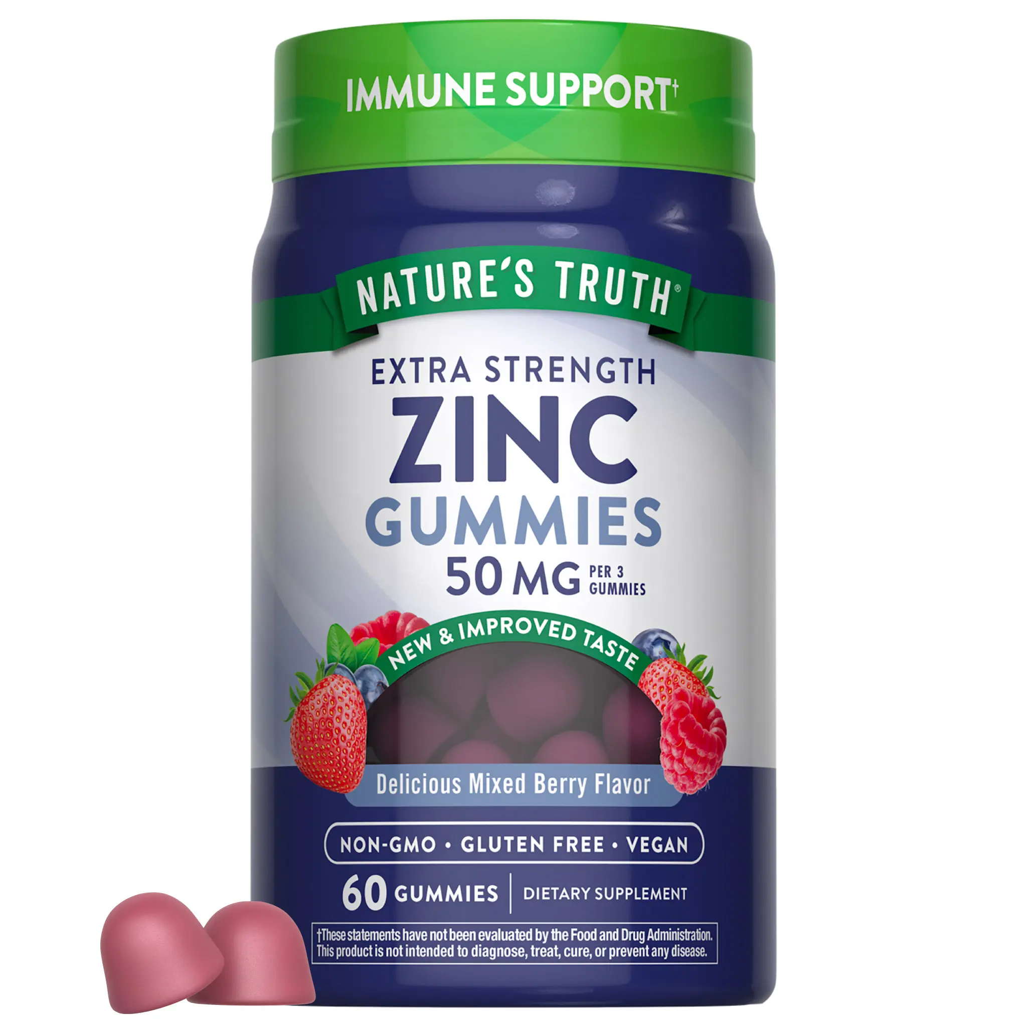 Nature's Truth Zinc Gummies for Adults - 50 mg - 60 Count - Mixed Berry Flavor