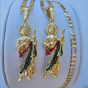 san judas tadeo flag colors necklace