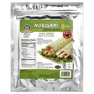 Norigami Egg Wraps with Pea Protein, Chia Seeds, 10 Thin Wraps, 1.4 oz (40 g)
