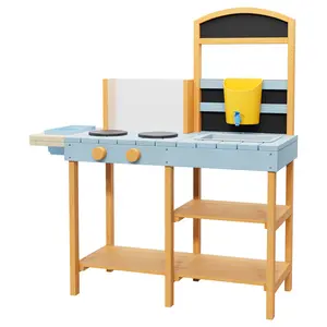 Kids Outdoor Mud Kitchen Playset, Wooden Pretend Play Kitchen with Water Sink, Planting Box and Storage Shelves, Toddler Garden Toy for Outdoor & Indoor Pretend Play