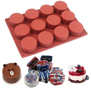 Silicone Cake Baking Mold, Silicone Cake Pan, 1 Count 12-cavity Round Cylinder Cake Mold, Non-stick Baking Mold for Chocolate Cake, Handmade Soap Candle Mold, Baking Tools, Silicone Molds