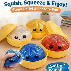 New Squishy Dumpling Stress Balls for Adults, Dumpling Squishy Toys for Kids, Dumpling Fidget Sensory Toy,3.15 inches in Diameter Squeeze Dough Ball Stress Relief Toy, Stretchy Stress Ball Squish Toys