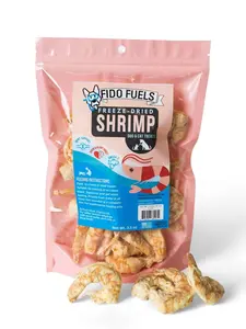 FIDO FUELS - Freeze Dried Shrimp - 3.2 oz Bag of Single-Ingredient USA Treats for Dogs - Nutrient-Dense & Organ-Rich - Safe for All Breeds & Ages - Meal Topper or Training Reward