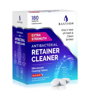 Bastion Retainer Cleaner Tablets - Extra Strength Antibacterial - Removes Stains, Odors & Discoloration - Ideal for Aligners, Dentures, Mouth Guards Oral Dental Kit