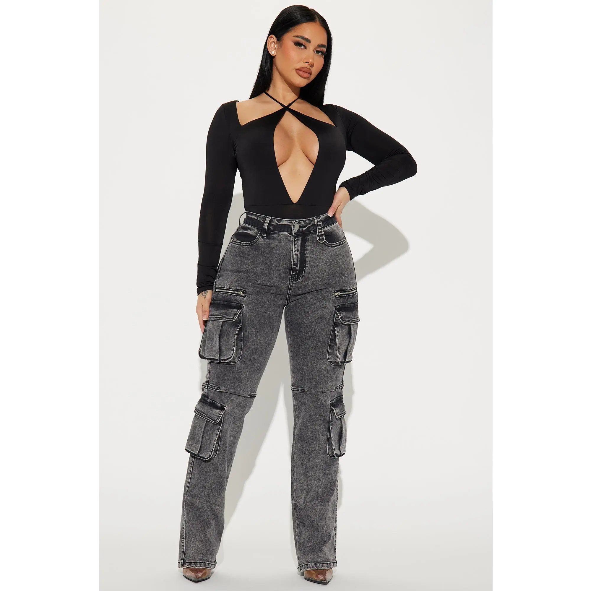 City Streets Stretch Cargo Jean - Grey