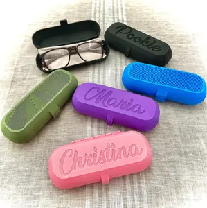 Personalized Glasses Case | Hard Shell | Monogram Design or Name/Text | Protection for Eyeglasses, Sunglasses | Secure Locking Latch | Gifts For Him/Her | Fits Large Eyeglasses/Sunglasses