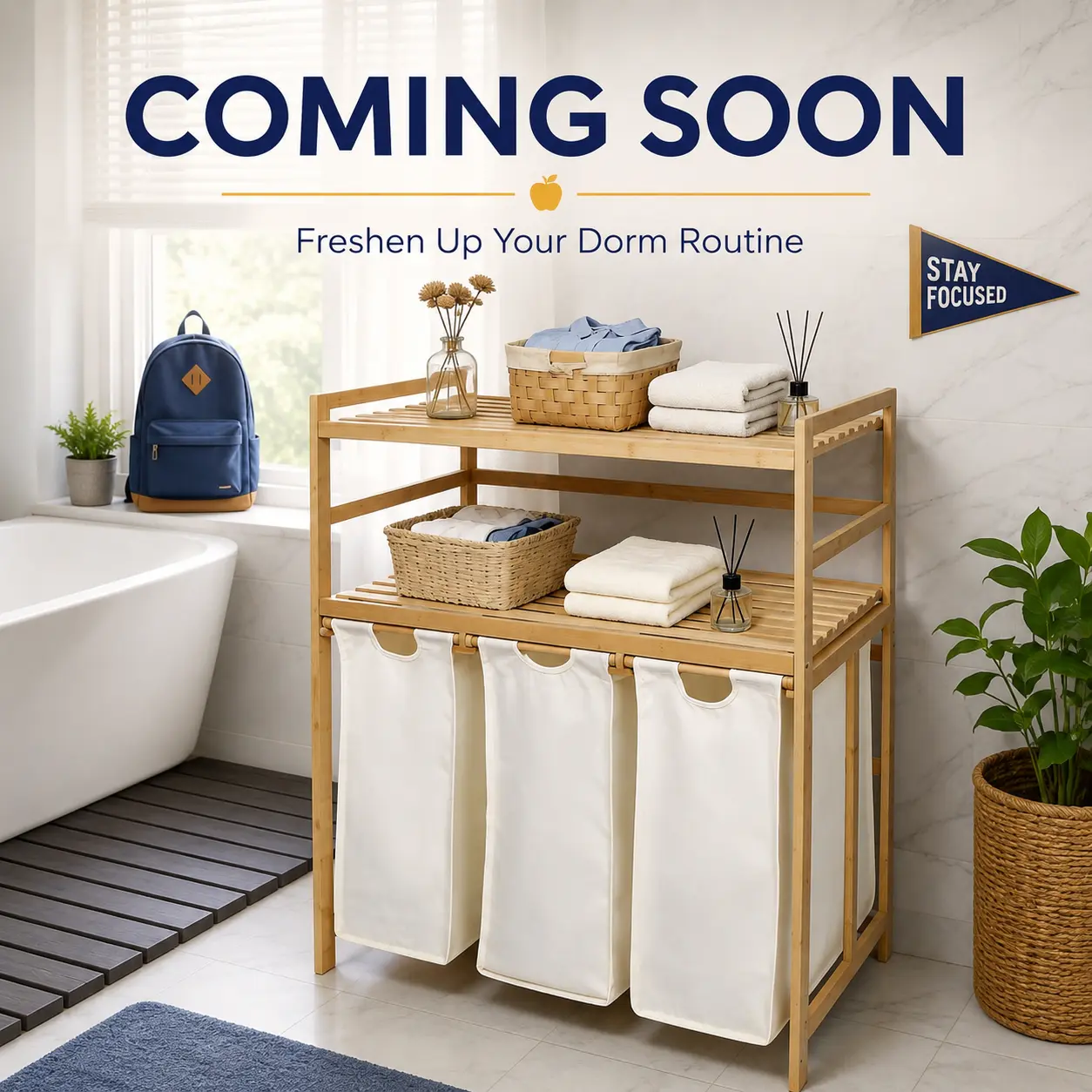 Single / Double Tier Laundry Hamper, 3 / 4 Section Large Bamboo Laundry Sorter with Removable Bags, Large Capacity, Efficient Clothing Storage, Perfect for Washing, Drying and Storage Organizer bathroom organizer