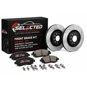 2007-2017 Chevrolet Traverse, Buick Enclave, GMC Acadia & Saturn Outlook Front Brake Kit – Drilled & Slotted 12.8" Rotors with Ceramic Brake Pads Replacement Set