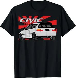 Civic Eg Hatchback Japanese Car T-Shirt, Small, Black