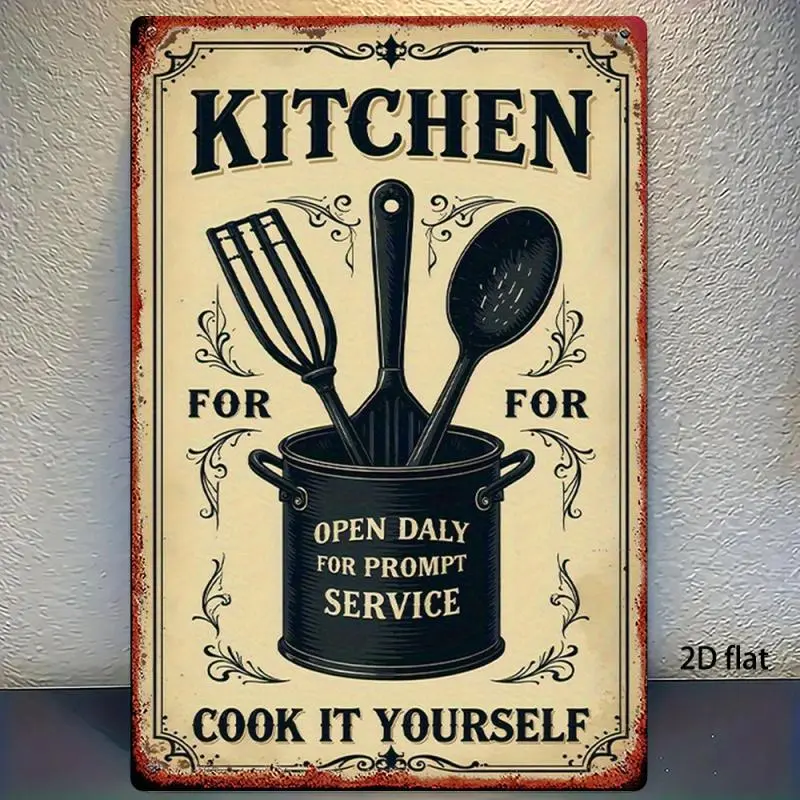 Vintage Kitchen Sign, Creative Cooking Theme Kitchen Decor Sign, Wall Decor for Home Bar Garage Club Restaurant Coffee Shop