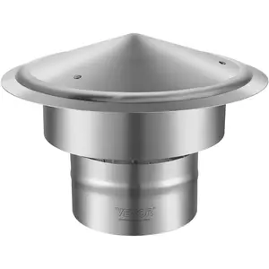 VEVOR Chimney Cap, TikTokShopBlackFriday, 6 inch, 304 Stainless Steel Round Roof Rain Cap, 11.81-inch Increased Caps, All Weather & Reinforced Screws & Easy Installation, for Perfect Insulation Vent Cover Outside, Silver