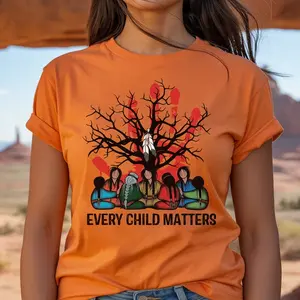 Every Child Matters Orange Shirt – Indigenous Roots Tree Graphic Tee, Orange Shirt Day Awareness T-Shirt, Native American Truth and Reconciliation Apparel, Residential School Memorial Shirt, Social Justice Statement Tee