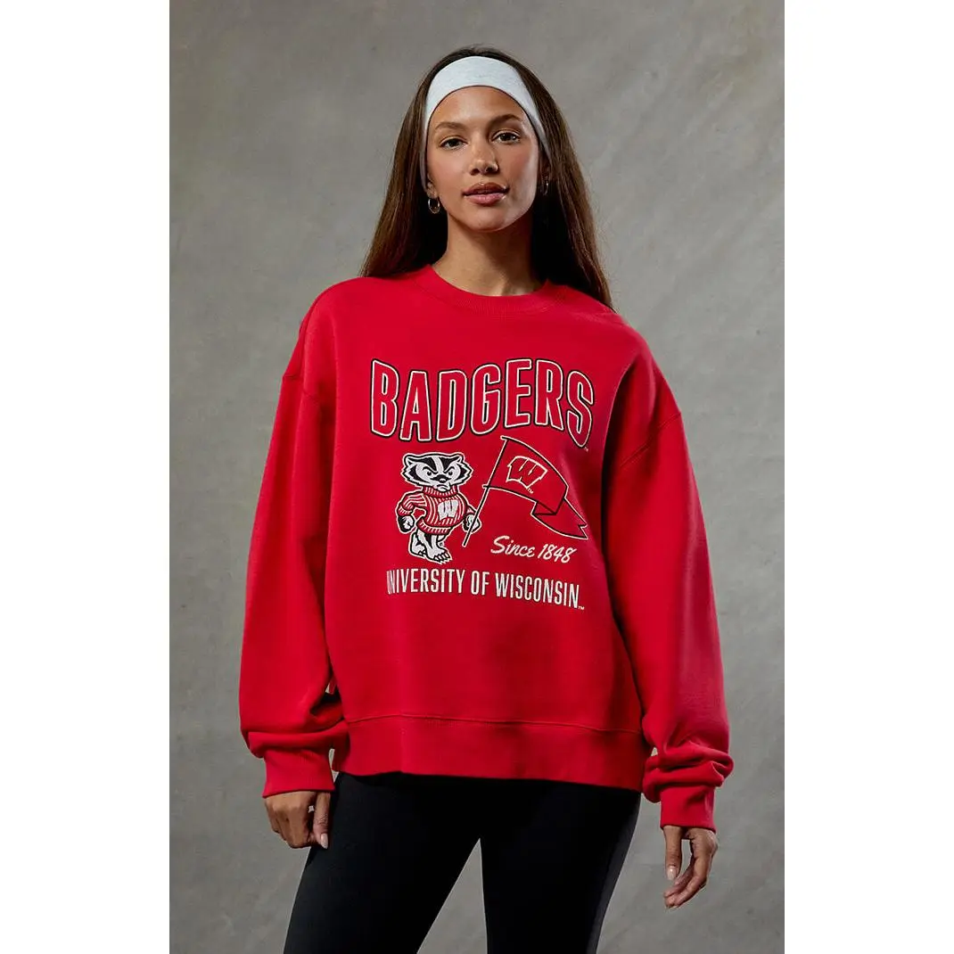 WILD COLLECTIVE Women's Wisconsin Badgers Crew Neck Sweatshirt