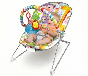 Baby Bouncer Soothing Vibrations Infant Seat - Removable Toy Bar, Nonslip Feet, 0-6 Months, Multi-Position Recline, Soft Padded Seat, Colorful Animal Patterns